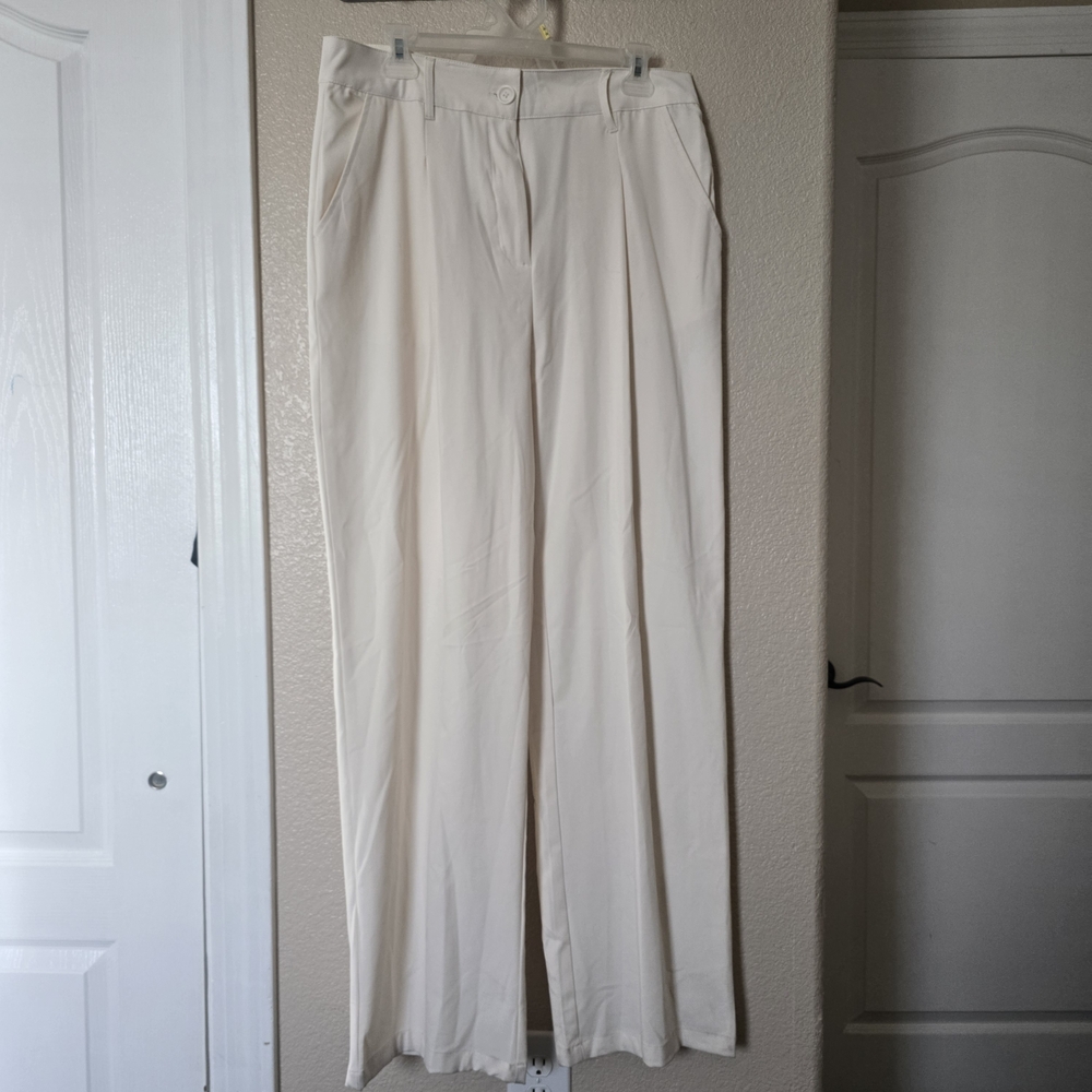 Elegant Cream Wide-Leg Trousers